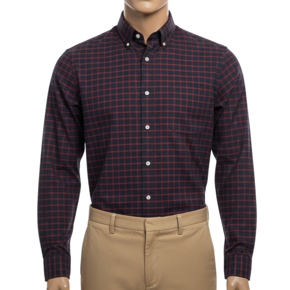 J.Crew Pima Cotton Oxford Shirt Men's XL‎ Slim Fit Red Check Button Down Preppy
